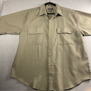 Van Heusen Green Casual Button Down Shirt L 16-16 1/2